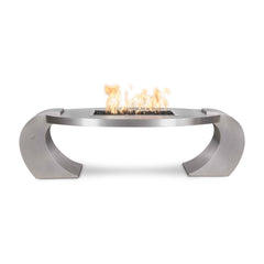 The Outdoor Plus Vernon 86-Inch Fire Pit Stainless Steel in White Background