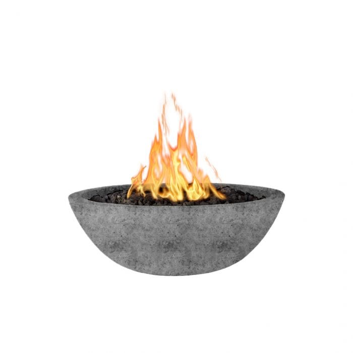 The Outdoor Plus Sedona GFRC Fire Bowl Rustic Gray Finish in White Background