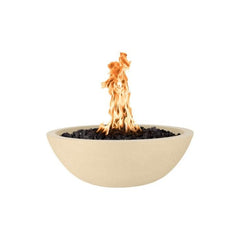 The Outdoor Plus Sedona GFRC Fire Bowl Vanilla Finish in White Background