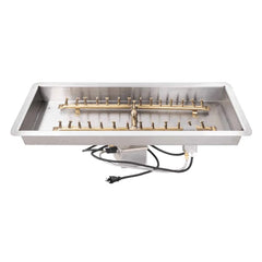 The Outdoor Plus Rectangle Drop-in Pan Brass Bullet H Burner Stainless Steel and Power Ignition with White Background