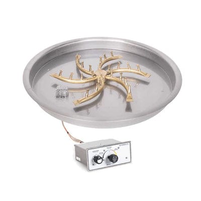 The Outdoor Plus Round Drop-In Pan With Brass Triple S Bullet Burner with Flame Sense and Push Button Spark Igniter Ignition System in White Background