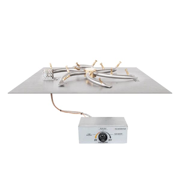 The Outdoor Plus Square Flat Pan With Stainless Steel Triple S Bullet Burner with Flame Sense Valve Available in Different Sizes and Ignition Systems