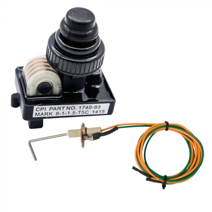Warming Trends Push Button Spark Ignition Systems Kit, Battery Module, Spark Igniter Rod & Wire with White Background