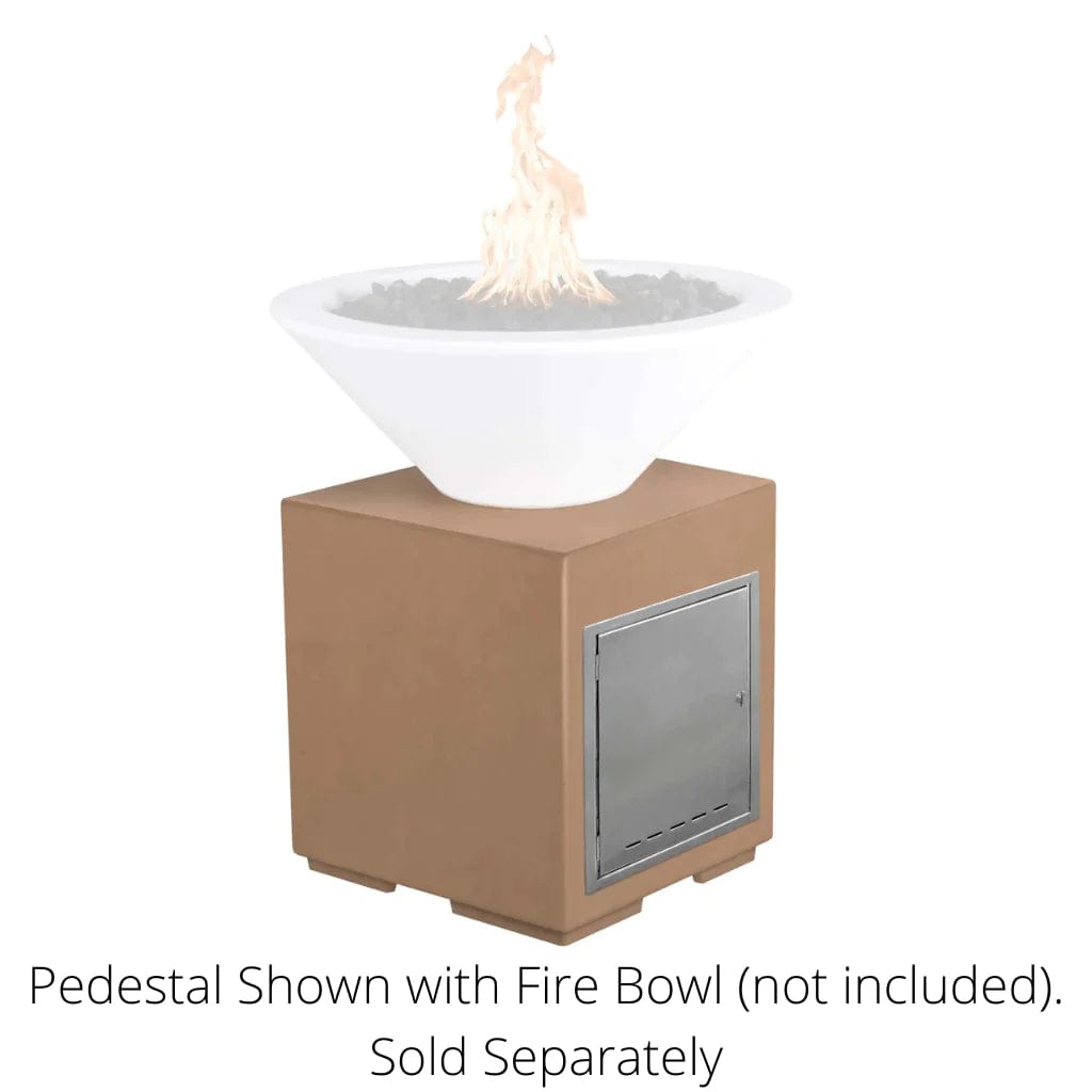The Outdoor Plus Pedestal with Access Door with Fire Bowl on top and White Background 