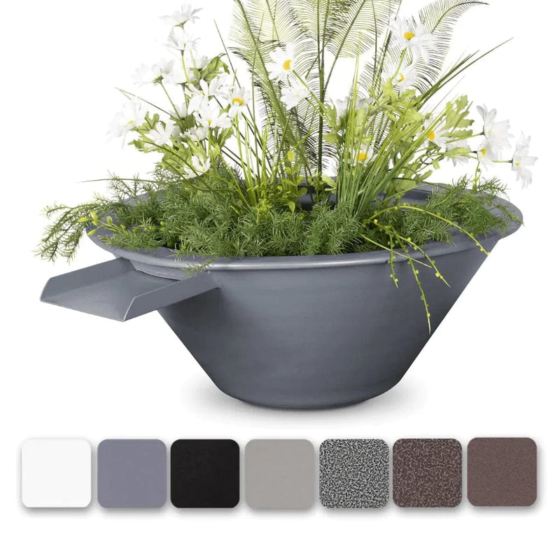 The Outdoor Plus Cazo Powder Coated Planter and Water Bowl Grey Finish with Different Finish Color