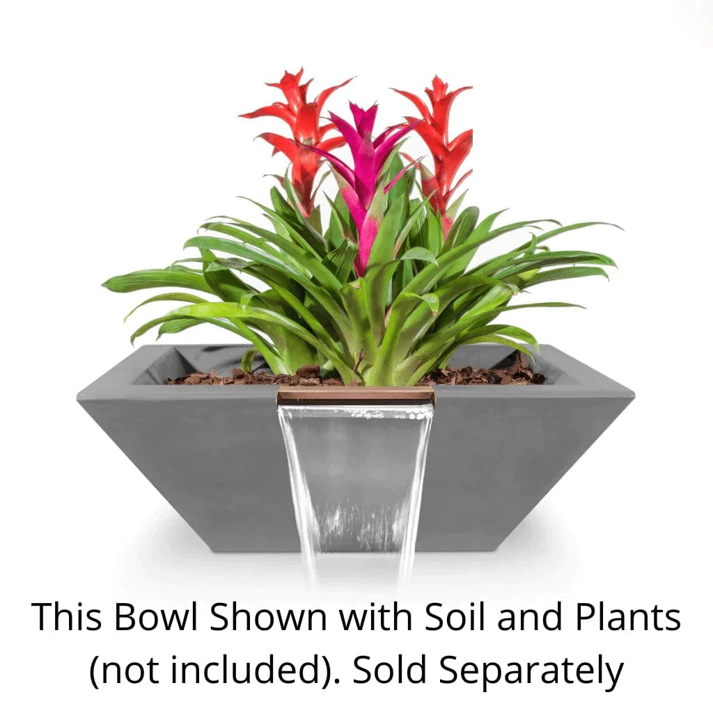 The Outdoor Plus Maya Planter and Water Bowl Grey Finish with Soil and Plants