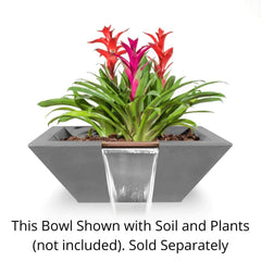 The Outdoor Plus Maya Planter and Water Bowl Grey Finish with Soil and Plants