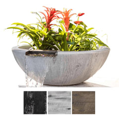 The Outdoor Plus 27-inch Sedona Planter and Water Bowl Ivory Finish with 3 Different Finish Color