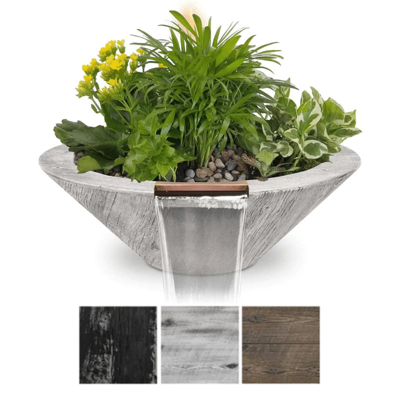 The Outdoor Plus Cazo Wood Grain Planter and Water Bowl with 3 Different Finish Color