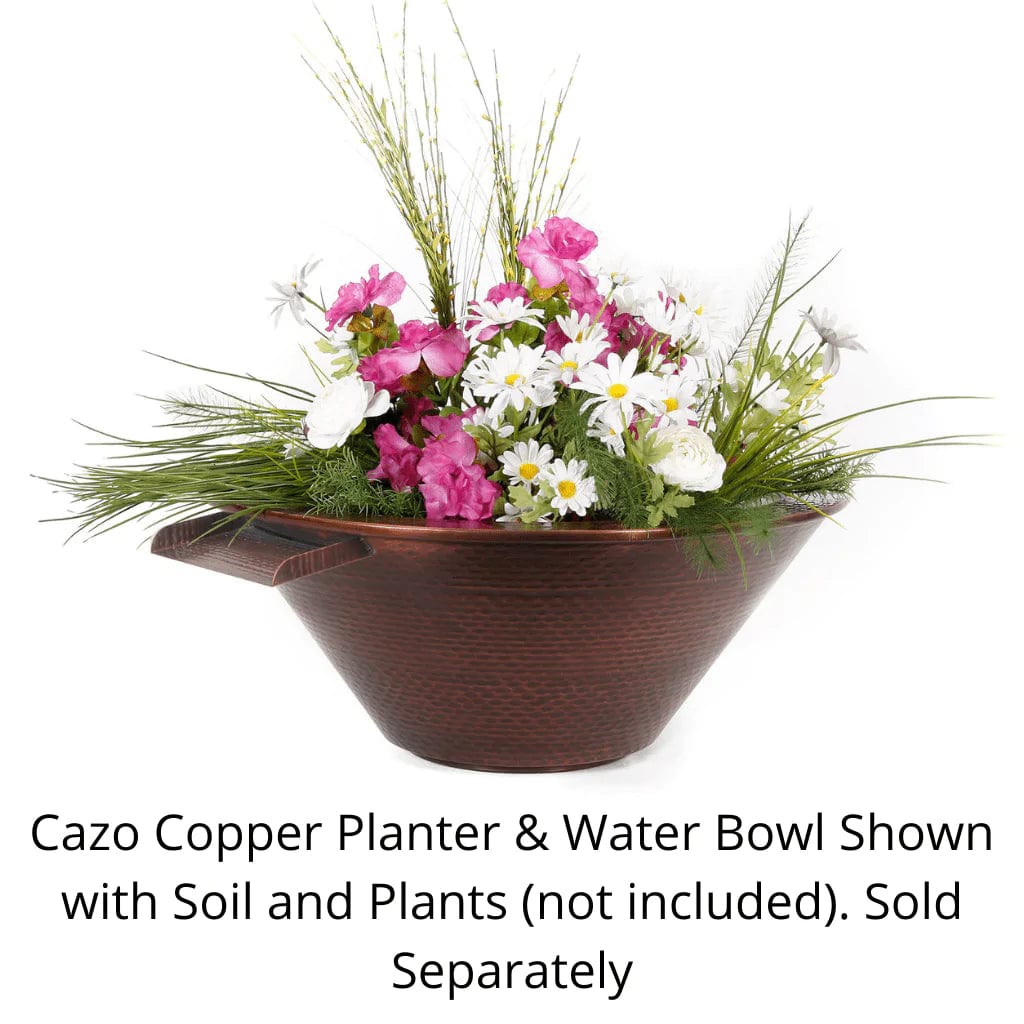 The Outdoor Plus Cazo Copper Planter and Water Bowl with Soil and Plants