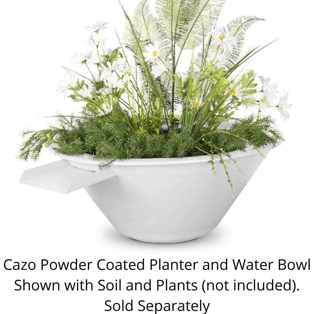 The Outdoor Plus Cazo Powder Coated Planter and Water Bowl with Soil and Plants