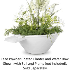 The Outdoor Plus Cazo Powder Coated Planter and Water Bowl with Soil and Plants