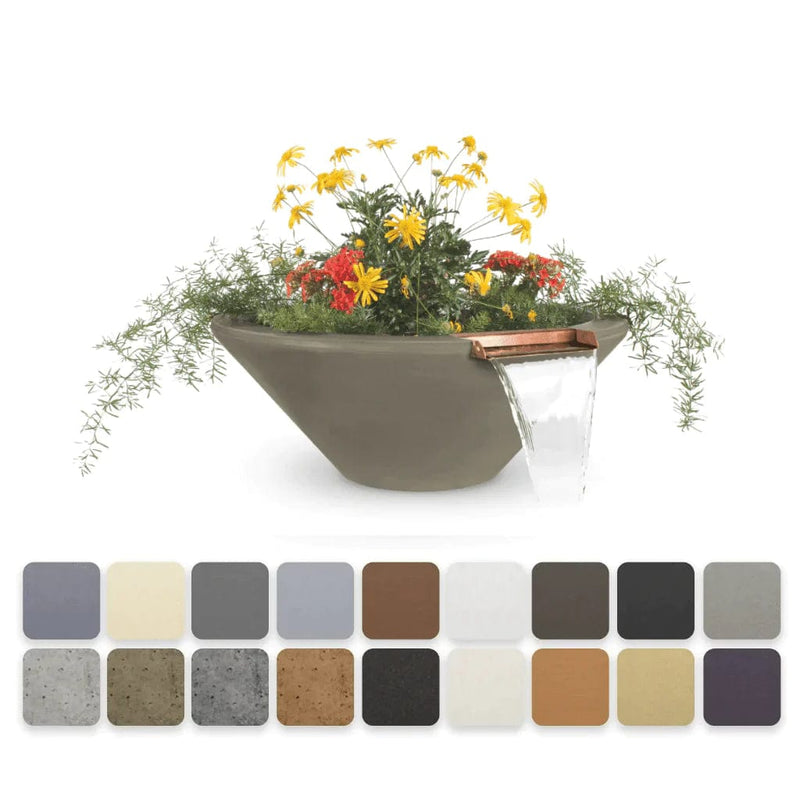 The Outdoor Plus Cazo Planter and Water Bowl Ash Finish with Different Color Finish