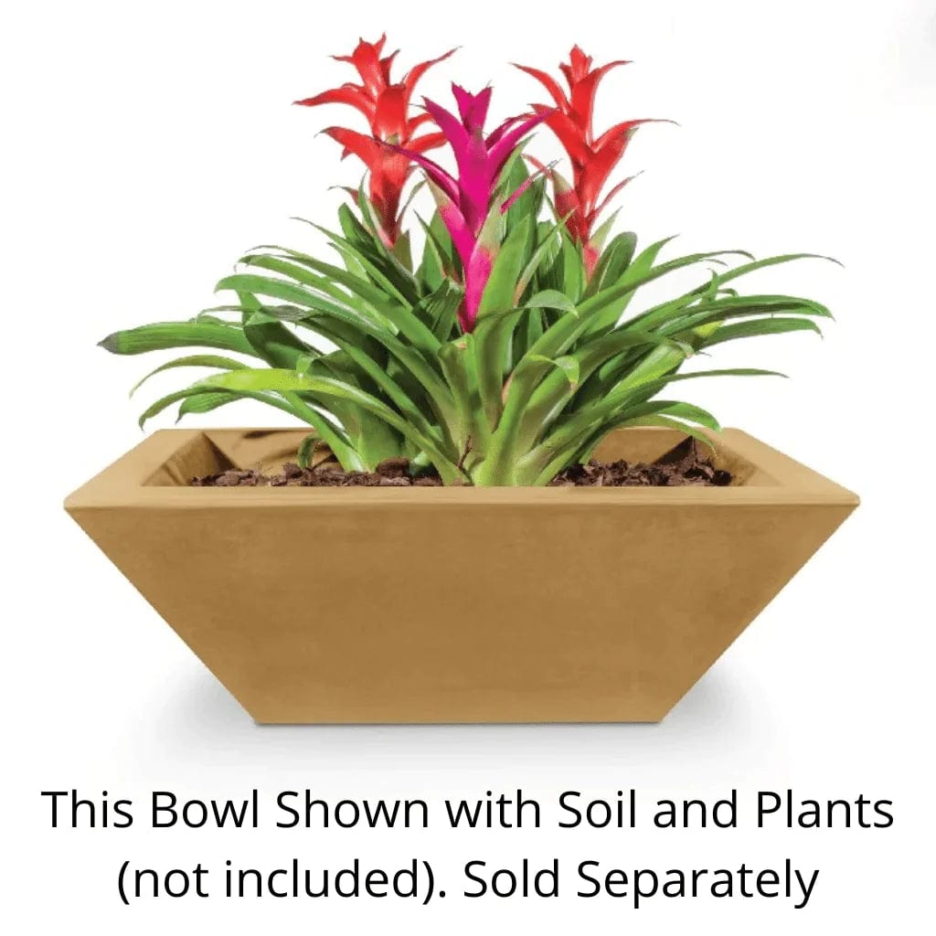 The Outdoor Plus  Maya Planter Bowl Brown Finish with Soil and Plants