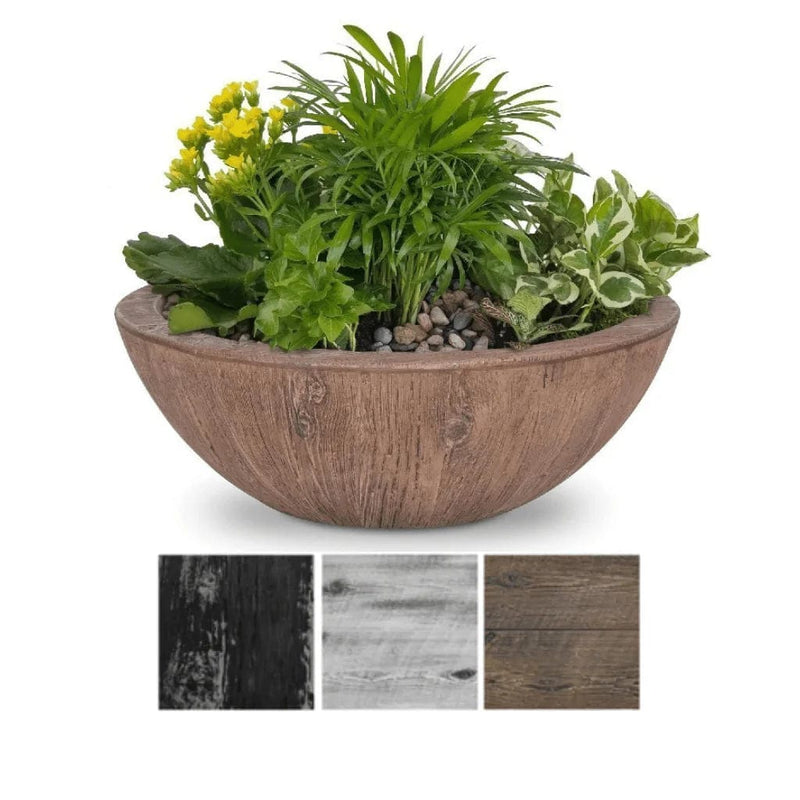 The Outdoor Plus 27-inch Sedona Planter and Water Bowl Oak Finish with 3 Different Finish Color