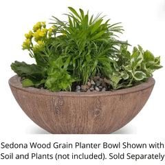 The Outdoor Plus 27-inch Sedona Wood Grain Planter Bowl Oak Finish with Soil and Plants