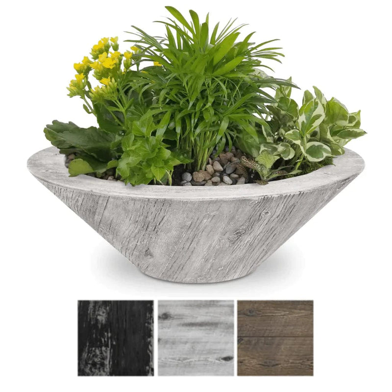 The Outdoor Plus Cazo Wood Grain Planter Bowl with 3 Different Finish Color