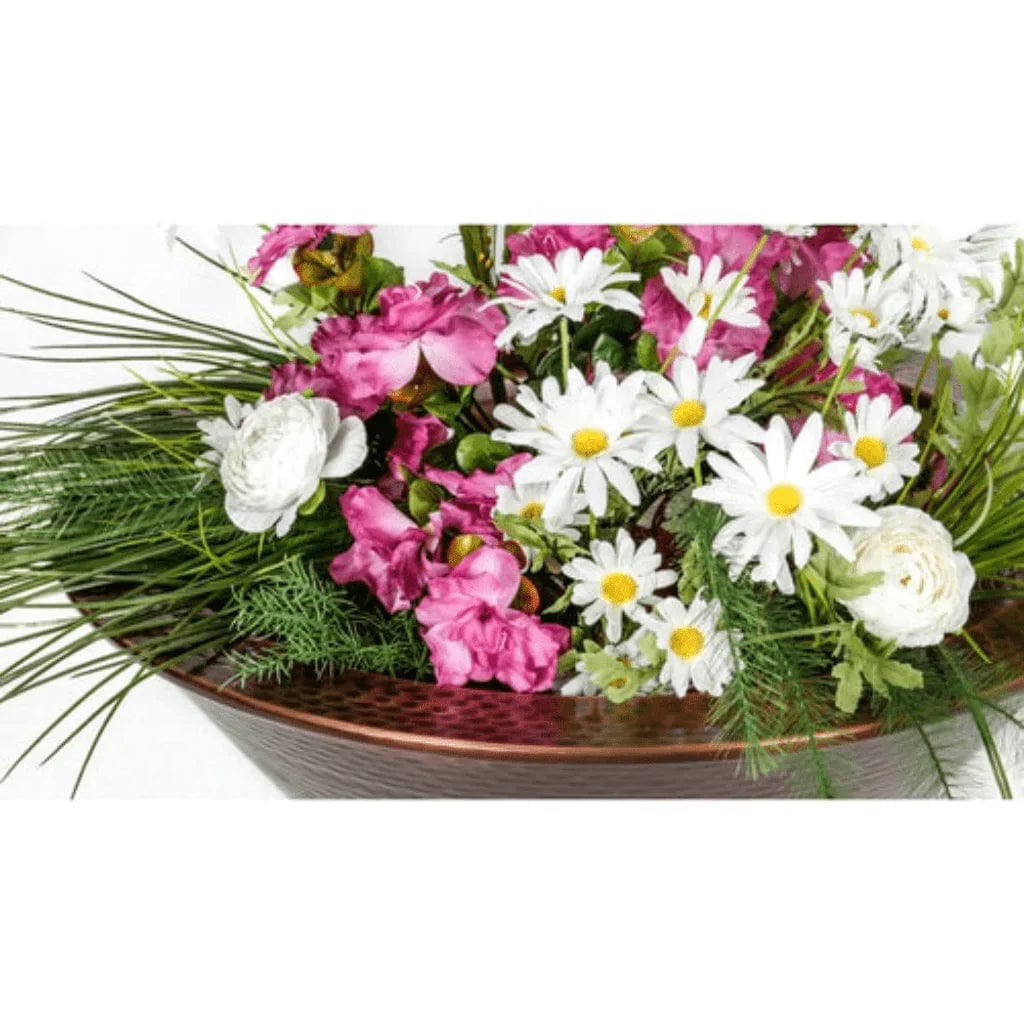 The Outdoor Plus Cazo Copper Planter Bowl with Beautiful Flower Plants