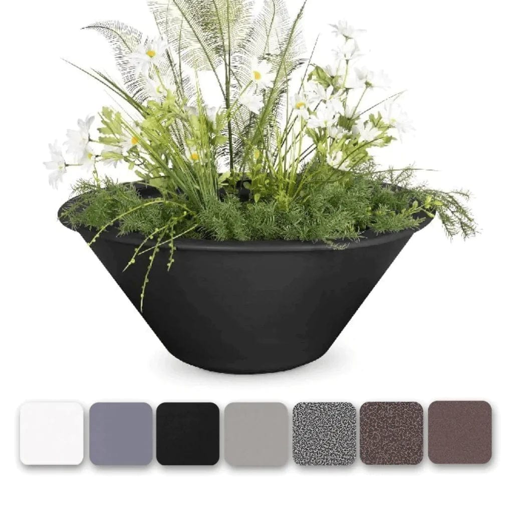 The Outdoor Plus Cazo Powder Coated Planter Bowl Black Finish with Different Finish Color