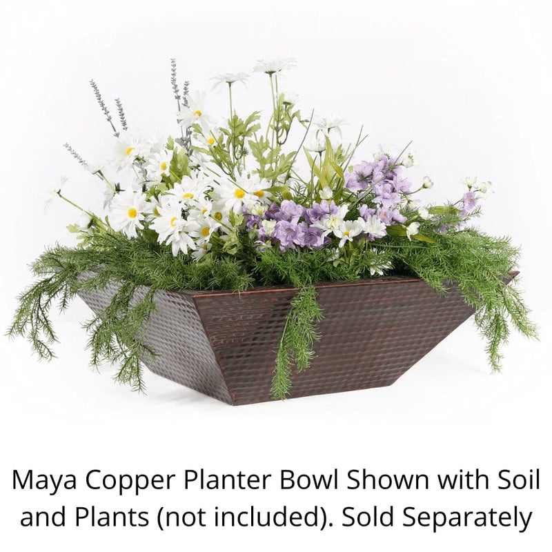 The Outdoor Plus Maya Copper Planter Bowl with Soil and Flower Plants