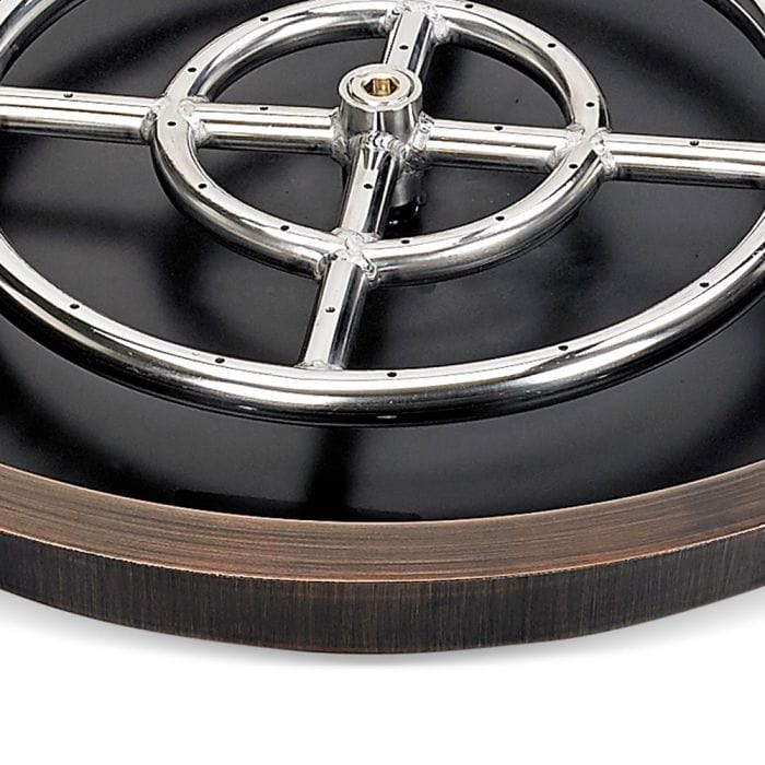 American Fire Glass Round Oil Rubbed Bronze Drop-in Pan with Burner