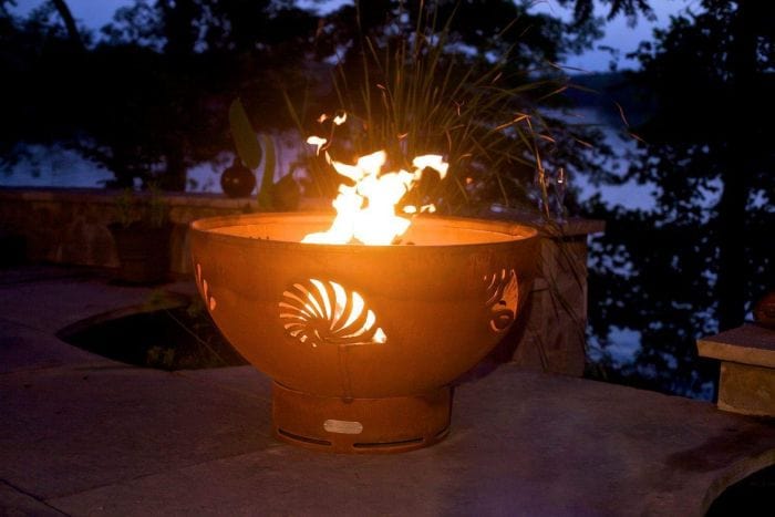 Fire Pit Art SEA Sea Creatures Gas Fire Pit with Penta 24-Inch Burner