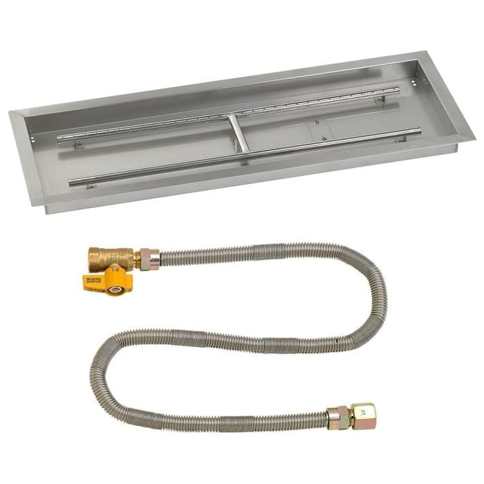 American Fire Glass Rectangular Drop-in Fire Pit Burner Pan Match Light Kit