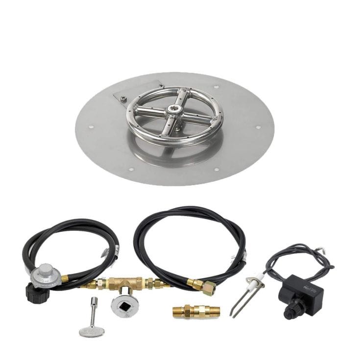 American Fire Glass Round Flat Fire Pit Burner Pan Spark Ignition Kit