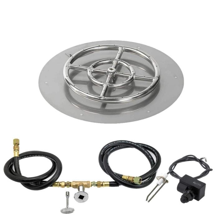 American Fire Glass Round Flat Fire Pit Burner Pan Spark Ignition Kit
