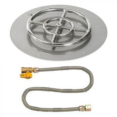 American Fire Glass Round Flat Fire Pit Burner Pan Match Light Kit