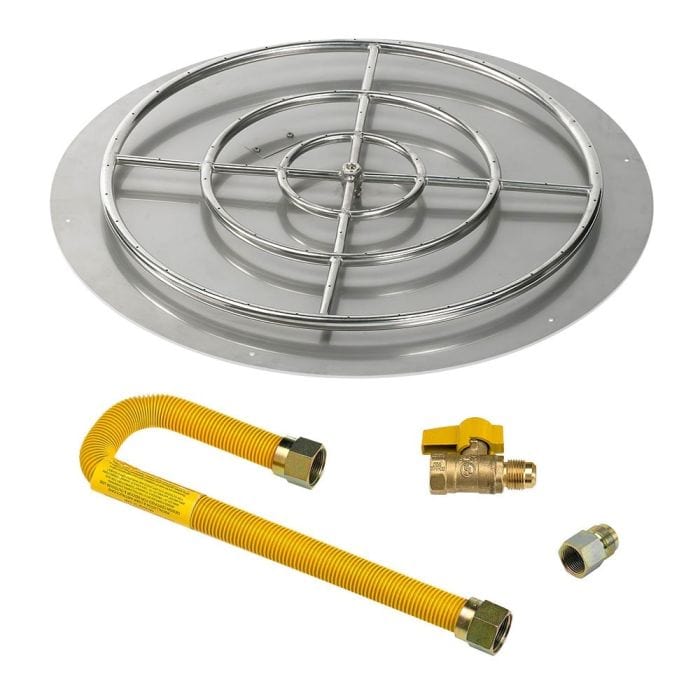 American Fire Glass Round Flat Fire Pit Burner Pan Match Light Kit High Capacity