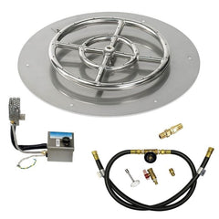 American Fire Glass SS-RFPSIT Round Stainless Steel Flat Pan with S.I.T. System and Fire Pit Ring