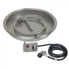 American Fire Glass CSA Certified Stainless Steel Round Drop-in Fire Pit Burner Pan Spark Ignition