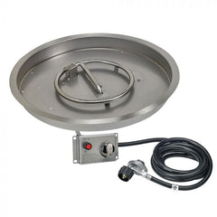 American Fire Glass CSA Certified Stainless Steel Round Drop-in Fire Pit Burner Pan Spark Ignition