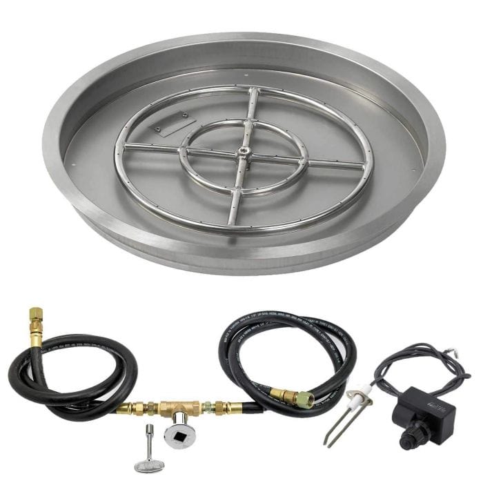 American Fire Glass Round Drop-in Fire Pit Burner Pan Spark Ignition Kit