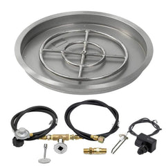 American Fire Glass Round Drop-in Fire Pit Burner Pan Spark Ignition Kit