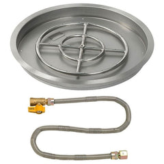 American Fire Glass Round Drop-in Fire Pit Burner Pan Match Light Kit
