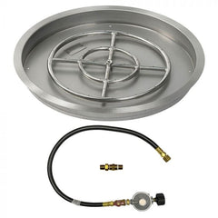 American Fire Glass Round Drop-in Fire Pit Burner Pan Match Light Kit