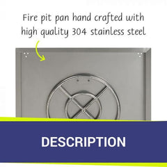 American Fire Glass Stainless Steel Square Drop-in Fire Pit Burner Pan