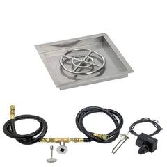 American Fire Glass Square Drop-in Fire Pit Burner Pan Spark Ignition Kit