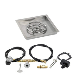 American Fire Glass Square Drop-in Fire Pit Burner Pan Spark Ignition Kit