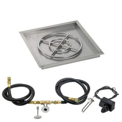 American Fire Glass Square Drop-in Fire Pit Burner Pan Spark Ignition Kit
