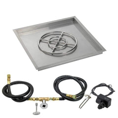 American Fire Glass Square Drop-in Fire Pit Burner Pan Spark Ignition Kit