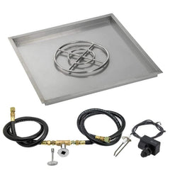 American Fire Glass Square Drop-in Fire Pit Burner Pan Spark Ignition Kit