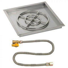 American Fire Glass Square Drop-in Fire Pit Burner Pan Match Light Kit