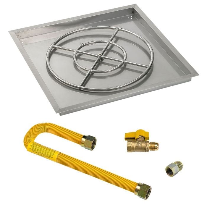 American Fire Glass Square Drop-in Fire Pit Burner Pan Match Light Kit High Capacity