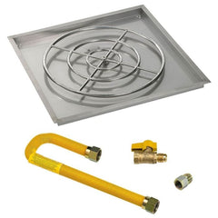 American Fire Glass Square Drop-in Fire Pit Burner Pan Match Light Kit High Capacity