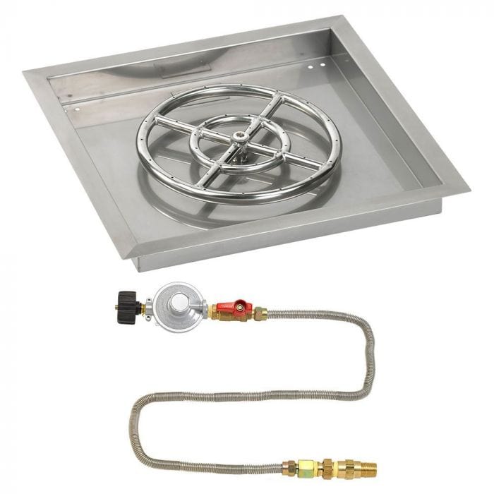 American Fire Glass Square Drop-in Fire Pit Burner Pan Match Light Kit