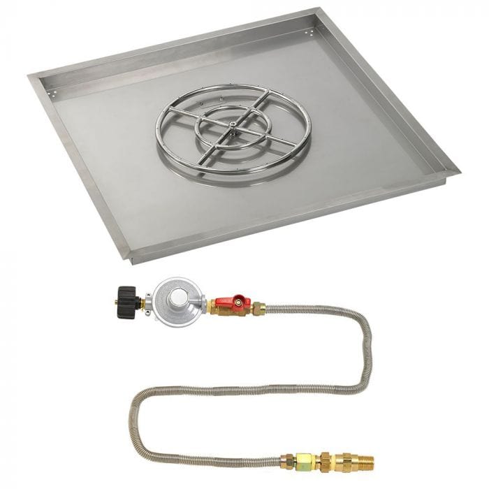American Fire Glass Square Drop-in Fire Pit Burner Pan Match Light Kit