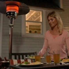 Sunheat Commercial Portable Propane Patio Heater with Drink Table - Hammered Silver